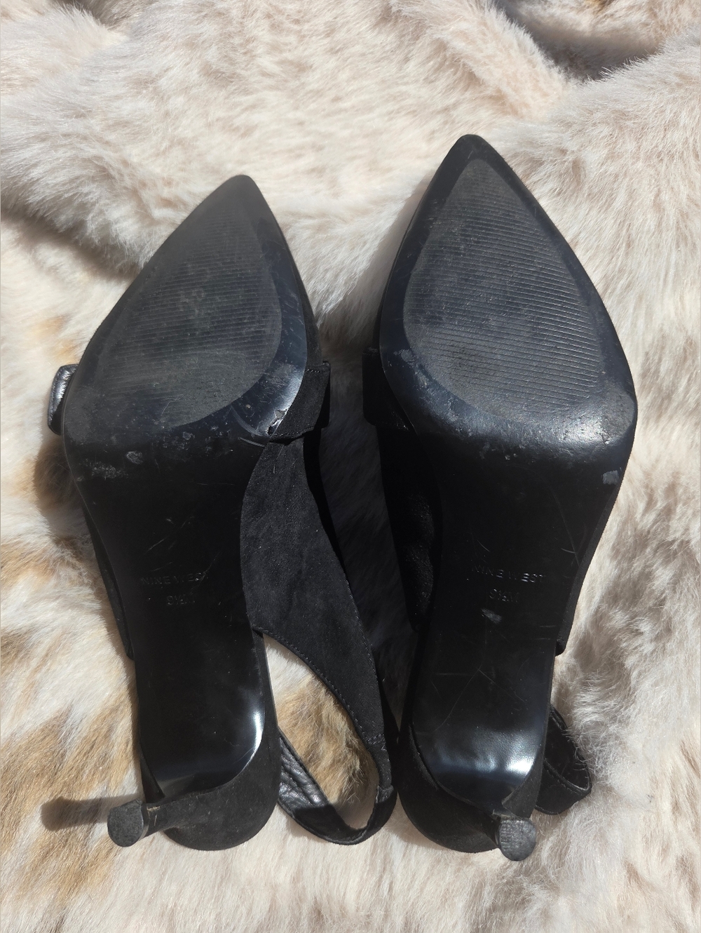 Nine West Nataly Black Suede Slingback Pointed Toe Buckle Pumps Size 9 1/2 M - Picture 6 of 9
